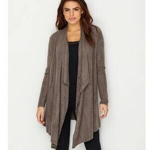 Barefoot Dreams Cozychic Lite Calypso Drape Front Wrap Cardigan 3X Cocoa
